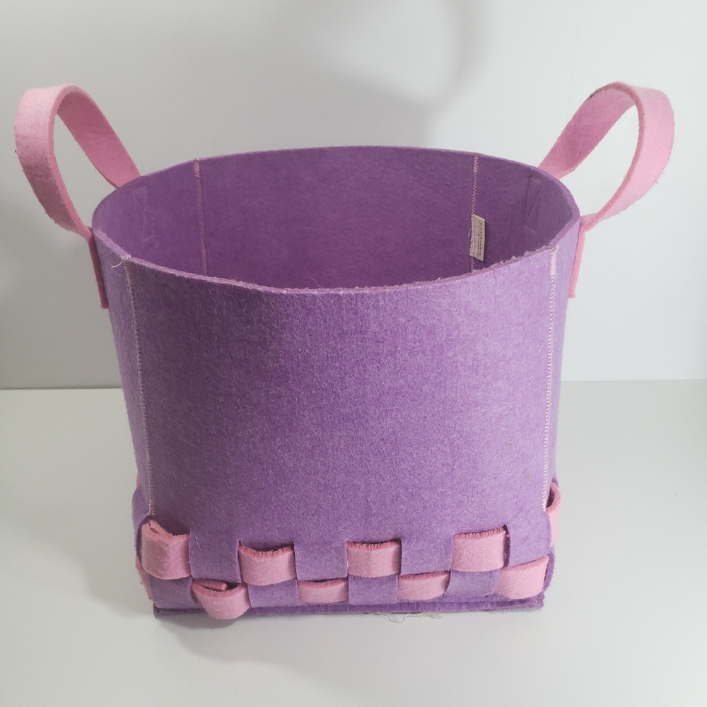 Max Studio Home Felt Basket w/Handle Pink & Purple